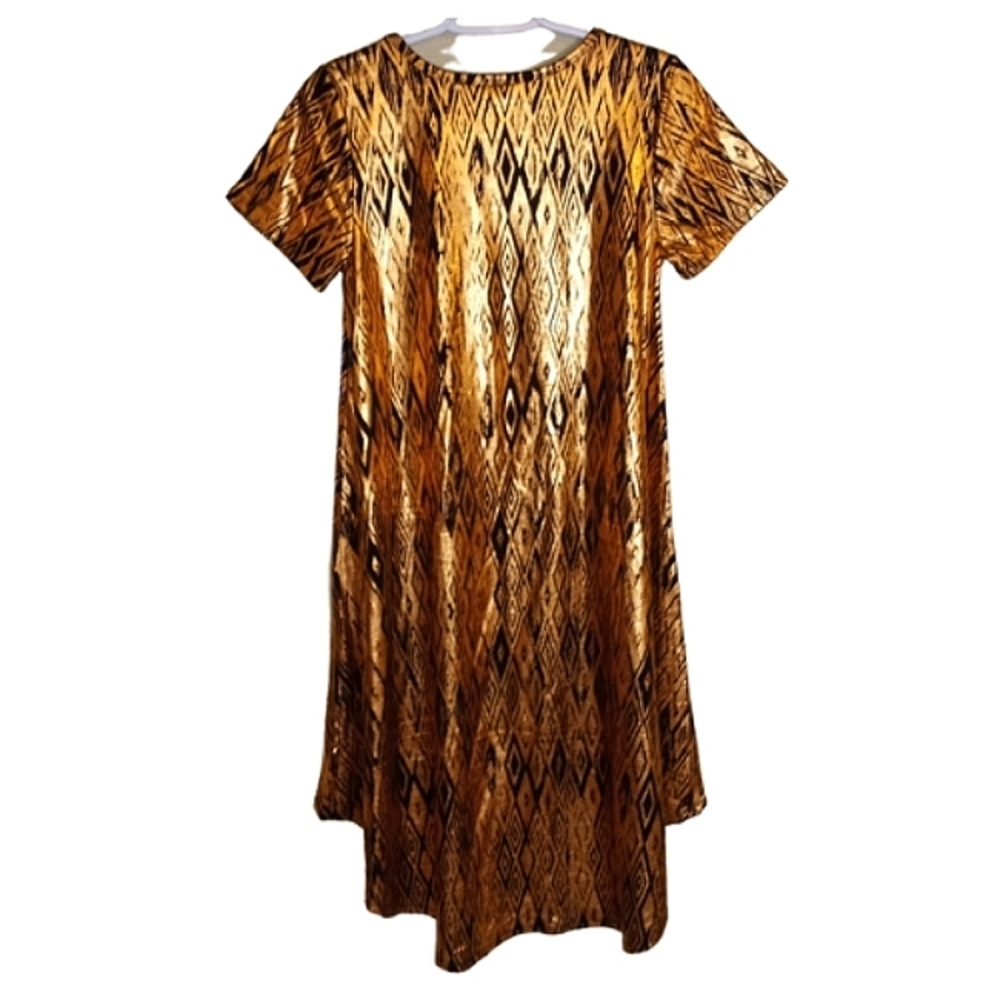 Llr Elegant Carly Dress Black w/ Gold Metallic Formal  Diamond Design XS NWT - Picture 2 of 3